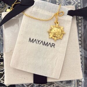 NIB Mayamar Gold sun Pendant Necklace with adjustable link
